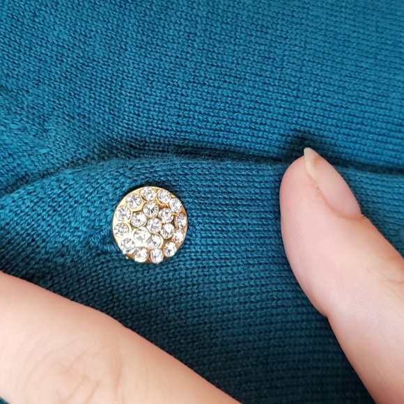 TALBOTS Merino Wool Teal Cardigan - Picture 3 of 4